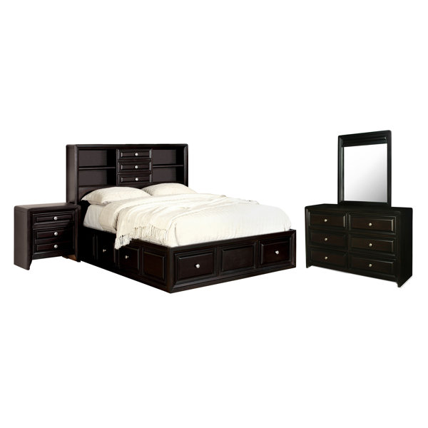 Canora Grey Emis Wood Queen 4Piece Bedroom Set Wayfair